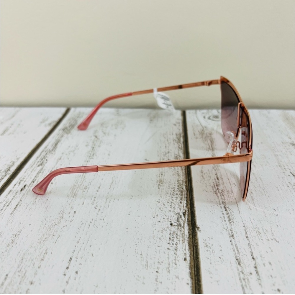 Jessica Simpson Rose Gold Metal Frame Square Shield Sunglasses Eyewear J6100 - Picture 4 of 14